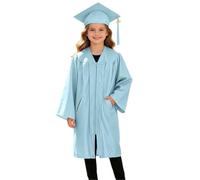 Akgukrseh Graduation Cap And Gown Set For Kids 2 Pcs Child Size Hat Tassel Unisex Kindergarten Fancy Dress Bachelor Robe Boys Girls Primary School 2Pcs Traditional 2-12 Years (Light Blue,3-4 Years)