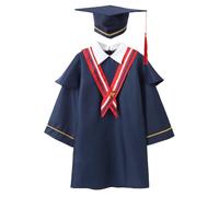 Akgukrseh Graduation Gown and Caps for Teens Kids Kid Uniform Kindergarten Shiny 4 Set Cap Toddlers Teen Outfit Unisex Preschool Gifts him Boys Girls Dress Up Props 4pcs (Blue#B,3-4 Years)