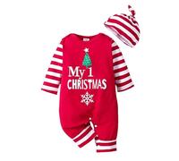 Akgukrseh Kids Christmas Outfits Girls Baby Girl Green Winter Romper Dress From Night Before Costume Cartoon Bear Boys Jumpsuit Peter Pan Collar Bodysuit Newborn Clothes (Red,9-12 Months)