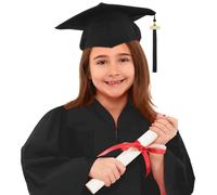 Akgukrseh Kids Graduation Cap And Gown 2026 Children's Primary School Preschool Nursery Ceremony Costume Sets For Child Photo Shoot Dress Set Boys Girls Up Props Outfuit (Black,8-9 Years)