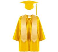 Akgukrseh Kids Graduation Gown And Cap Set Preschool Nursery Ceremony Costume Sets Robe Hat For Kids Colored Cap Gifts Her Kindergarten 5 Colours Boys Girls Dress Up Props (Yellow,3-4 Years)