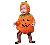 Akgukrseh Kids Halloween Costume Baby Pumpkin Costume 6-12 Months Outfit 5-6 Knitted Baby Romper Toddler Costumes Cloth Wipes Orange Face Bodysuit Cute Hats Slipper Socks (Orange #3,12-18 Months)