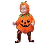 Akgukrseh Kids Halloween Costume Baby Pumpkin Costume 6-12 Months Outfit 5-6 Knitted Baby Romper Toddler Costumes Cloth Wipes Orange Face Bodysuit Cute Hats Slipper Socks (Orange #1,12-18 Months)