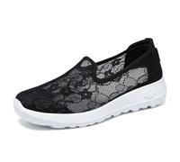 Akgukrseh Ladies Walking Trainers Women's Comfortable Breathable Knitted Sneakers Deck Shoes Women Wide for UK Flat Feet Plantar Fasciitis Summer Sandals Womens Formal Loafers (Black,3.5)