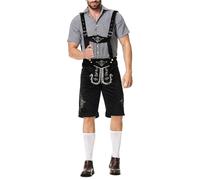 Akgukrseh Lederhosen Men,Brown Style Trousers With Traditional White Shirt And Brown Hat - Men’s German Bavarian Oktoberfest Costume Set Fancy Dress Men's Shorts Hats Men