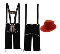 Akgukrseh Lederhosen Men's Authentic Bavarian German Brown,Red With Shirt & Lederhosen, Oktoberfest Costume Trousers Around The World Fancy Dress, Outfit Men Large Hat XL T (Orange,XXL)
