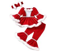 Akgukrseh Little Miss Santa Costume,Girlss Christmas Fancy Dress Costumes Claus Outfit Kid Girls 3-4 Years A Line Dresses for UK Baby 12-18 Months New Born Clothes Unisex (Red,2-3 Years)