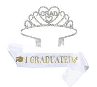Akgukrseh Long Satin Graduation Sash Plain Honor Stole Cap And Class Of 2026 University School Ceremony Gift Hat For Adults Academic Choral Graduations Society Fancy Dressing Up (White,One Size)