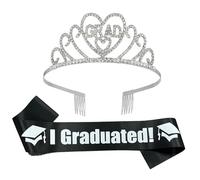 Akgukrseh Long Satin Graduation Sash Plain Honor Stole Cap And Class Of 2026 University School Ceremony Gift Hat For Adults Academic Choral Graduations Society Fancy Dressing Up (Silver,One Size)
