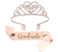 Akgukrseh Long Satin Graduation Sash Plain Honor Stole Cap And Class Of 2026 University School Ceremony Gift Hat For Adults Academic Choral Graduations Society Fancy Dressing Up (Rose Gold,One Size)