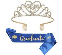 Akgukrseh Long Satin Graduation Sash Plain Honor Stole Cap And Class Of 2026 University School Ceremony Gift Hat For Adults Academic Choral Graduations Society Fancy Dressing Up (Blue,One Size)