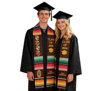 Akgukrseh Long Satin Graduation Sashes Clergy Choral Stoles Cap And Sash Class Of 2026 Gift Professional Student Hat Caps For High School University Black Uniform Dress Up Props (Multicolour,One Size)