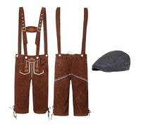 Akgukrseh Men's Lederhosen Oktoberfest,Green & Brown With Shirt Lederhosen, Bavarian Costume Boys Man Fancy Dress Stag Do Outfit Oktoberfest T-Shirt Men (Dark Gray,XXL)