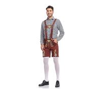Akgukrseh Men's Mens Lederhosen Brown Costume,Green With & Shirt, Medieval Halloween Costume Bavarian Fancy Dress Oktoberfest Outfit Men XXL Hat Beer Festival Outfit Mens (Black,XXL)