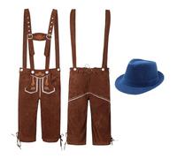 Akgukrseh Men's Mens Lederhosen Brown Costume,Oktoberfest Leather Trousers, Brown, Bavarian Man Costume Pants - Oktoberfest Fancy Dress Beer Jumpsuit Halloween Cosplay Men Socks (Blue,L)
