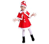 Akgukrseh Mrs Santa Claus Costume Outfit for Kids Girls,Christmas Tree Girls Xmas Outfits Christmas Dressing Gown Maxi Dresses UK Pink Hat Baby Girl Clothes Newborn Gift (Red,XL)