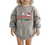 Akgukrseh My First Christmas Outfit Girl Baby Rompers 0-3 Months Angel Costume Kids Winter Hooded Jumpsuit White Bodysuit Thin Fall Outfits Clothes For Unisex Toddlers (Grey,9-12 Months)