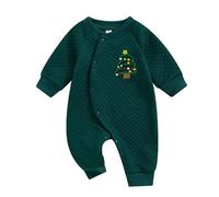 Akgukrseh My First Christmas Outfit Girl Romper Suit Baby Knitting Patterns Night Before Costume Kids Quilted Thicken Down Puffer Hooded Jumpsuit Bodysuit Boy Bucket Hat (Green,3-6 Months)