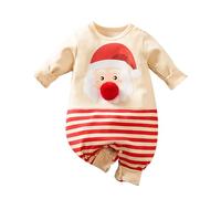 Akgukrseh Newborn Baby Christmas Outfit Hooded Sweatshirt Romper The Night Before Kids Costume Jumpsuit Red Bodysuit Long Sleeve Girl 1St First Birthday Knitted Clothes (Beige,9-12 Months)
