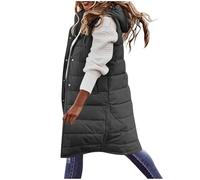 Akgukrseh Padded Gilet For Women UK Longline Casual Quilted Jacket Zip Up Gilet Women's Gilets Padded Sleeveless Puffer Down Coat Womens Gilets And Body Warmers UK Padded Light Weight Long Body Warmer