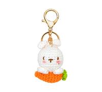 Akgukrseh Personalised Key Ring 1 Piece Yarn Crochet Knitted Handmade Rabbit Doll Stuffed Toy Cartoon Animal Keychain Pendant Purse Ornament Car Keyring