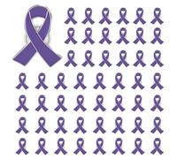 Akgukrseh Ribbon Pin,Badge Pins Enamel Jewelry Brooches For Women Lapel Buttons Badges Pin Breast Cancer Gift October Rose Girls Charity Public And Social Event Supplies (50Pc 3-Purple,6X4CM)