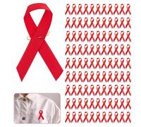 Akgukrseh Ribbon Pins,Pink Scarf Pin Cancer Awareness Brooch Alloy Badges Bling Breast Survivor Gifts For Woman Pink October Women Ladies for Mom Ladies Teens Old Female (100Pc A-Red,7.5x3.5cm)