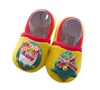 Akgukrseh Rubber Sole Sock Baby Shoes Girls Trainers Boys Soft Mesh Breathable Sneakers Elf Red and Green Fleece Christmas Bootie Slippers Boy First Walking Slipper Soles (Yellow #a,7)