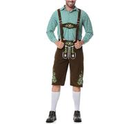 Akgukrseh Short Traditional Lederhosen Trousers,Embroidered Trousers Jumpsuit Playsuit Men's German Bavarian Oktoberfest Costume Funny Fancy Dress, Outfit Mens Hat Men Blue (Green,M)
