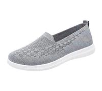 Akgukrseh Slip On Trainers Women Mesh Up Athletic Sneaker Ladies Achilles Tendonitis Support Walking Shoes Women's Safety Moccasins Sandals Size 5 Casual Loafers for Womens Stylish (Grey,5)