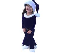 Akgukrseh Toddler Baby Girl's Santa Dress,Christmas Costumes Girls Autumn Winter Outfits Christmas Dress Hat Casual Long Dresses Newborn Gift Girl Clothes 9 to 12 Months (Dark Blue,4-5 Years)
