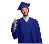 Akgukrseh Unisex Graduation Gown 2025 Tassel Cap Set with Shawl,Comfortable Hats for Adults Teen Outfit - Gifts (Blue,51)