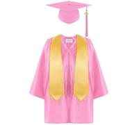 Akgukrseh Unisex Kindergarten Graduation Gown 2026 Tassel Cap Set With Shawl Hat Kids And For Fancy Dress Gifts Her Toddler Stylish Outfit 4 Pcs Uniform Dress Up Props 4Pcs (Pink,4-5 Years)