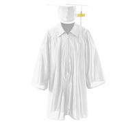 Akgukrseh Unisex Kindergarten Graduation Gown 2026 Tassel Cap Set With Shawl Primary School And Preschool Children's Sash Costume For Kids Shiny Nursery Outfit Kids Kid Uniform (White,7-8 Years)
