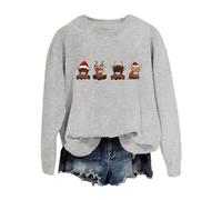 Akgukrseh Womens Christmas Jumpers UK Long Sleeve Round Neck T Shirts Christmas Tops Dad Christmas Jumper 3Xl Christmas T Shirt The Christmas Sweater Tunic Blouse To Wear With Leggings Grey