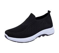 Akgukrseh Women's Comfortable Working Nurse Shoes Breathable Mesh Open Back Sneakers Flossy Ladies Womens Retro Trainers Women Moccasins Orthopaedic Sandals for UK Loafer (Black,5.5)