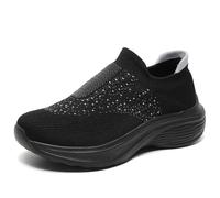 Akgukrseh Women's Comfortable Working Nurse Shoes Womens Breathable Lightweight Pumps Running Memory Foam Trainers for Sports Casual Work Leisure Women Sandals Platform Loafers (Black,5)