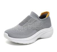 Akgukrseh Women's Comfortable Working Nurse Shoes Womens Breathable Lightweight Pumps Running Memory Foam Trainers for Sports Casual Work Leisure Women Sandals Platform Loafers (Grey,6)