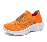Akgukrseh Women's Comfortable Working Nurse Shoes Womens Breathable Lightweight Pumps Running Memory Foam Trainers for Sports Casual Work Leisure Women Sandals Platform Loafers (Orange,4)