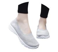 Akgukrseh Womens Running Road Sneakers Women's Comfortable Breathable Knitted Deck Boat Shoes Slip On All Black Trainers Women Moccasin Slippers Summer Sandals Footwear Loafers (Grey,4.5)