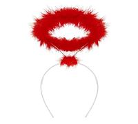 AKH® 1 x Red Fluffy Halo Angel HeadBand | One Size | Angel Halo Headband | Feather Angel Hair Ring | Angel Halo Headband | for Hen Night Halloween Xmas Fancy Dress Party | For Adults Kids