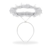 AKH® 1 x White Angel Halo | One Size | Angel Halo Headband | Feather Angel Hair Ring | For Christmas Halloween Birthday Costume Party | Angel Costume Accessories for Adult Kids
