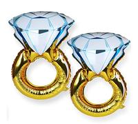 AKH® 2 Psc Diamond Ring Foil Balloon |53x51cm Inflated Size| Engagement Ring Balloon | Hen Party Balloons | Inflating Blow Tube Included | For Wedding Anniversary Bridal Shower Engagement Decoration