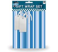 AKH® 2 Sheets of Fathers Day Wrapping Paper | 70CM x 50CM Each | Father's Day Gift Wrap Pack with 2 Foiled Tags | Father's Day Gift Wrap | Stripes