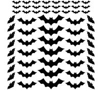 AKH® 30 Pcs Halloween Bat Decorations | 3D Wall Stickers in 4 Assorted Sizes | Halloween Scary Paper Bats for Home Window Party Room Decor | Double-Sided Adhesive Tabs Included