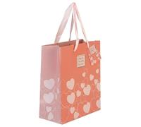 AKH® Best Mum Ever Gift Bag 26x32cm | Large Mother's Day Present Bag with Ribbon Handles | Strong Cardboard Floral Design for Birthdays & Special Occasions | Single Pack
