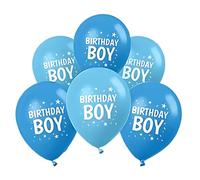 AKH® Birthday Boy Balloons 20-Pack, Blue Latex Party Decorations with Star Print, 32cm Large Helium Quality Balloons for Boys Birthday, Two Shades of Blue