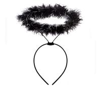 AKH® Black Angel Halo | One Size | Dark Angel Black Headband | Fluffy Halo Hairband For Kids Adults | Fancy Dress Women Fallen Angel Outfit | Halloween Fancy Dress Costume