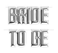 AKH® Bride To Be Foil Balloon | Hen Party Bridal Shower Banner Decorations Accessories | with a Plastic Inflating Tube & Ribbon | Bride To Be Letter Balloons | Each Balloon 34cm / 13.4" | Silver