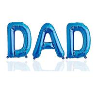 AKH® DAD Letter Text Balloon | Foil 16" (41cm) with a Plastic Inflating Tube | Happy Father’s Day Decorations Happy Birthday DAD Balloon (BLUE)